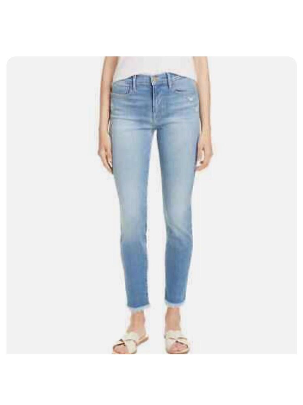 Frame Le High Skinny Raw Hem Cropped Jeans Sz 27
